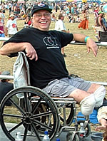 Photo: Dave Brown hanging out on the raised platform at Bonnaroo&rsquo;s Which Stage.