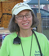 Photo: Laura Grunfeld on the job in her golf cart.